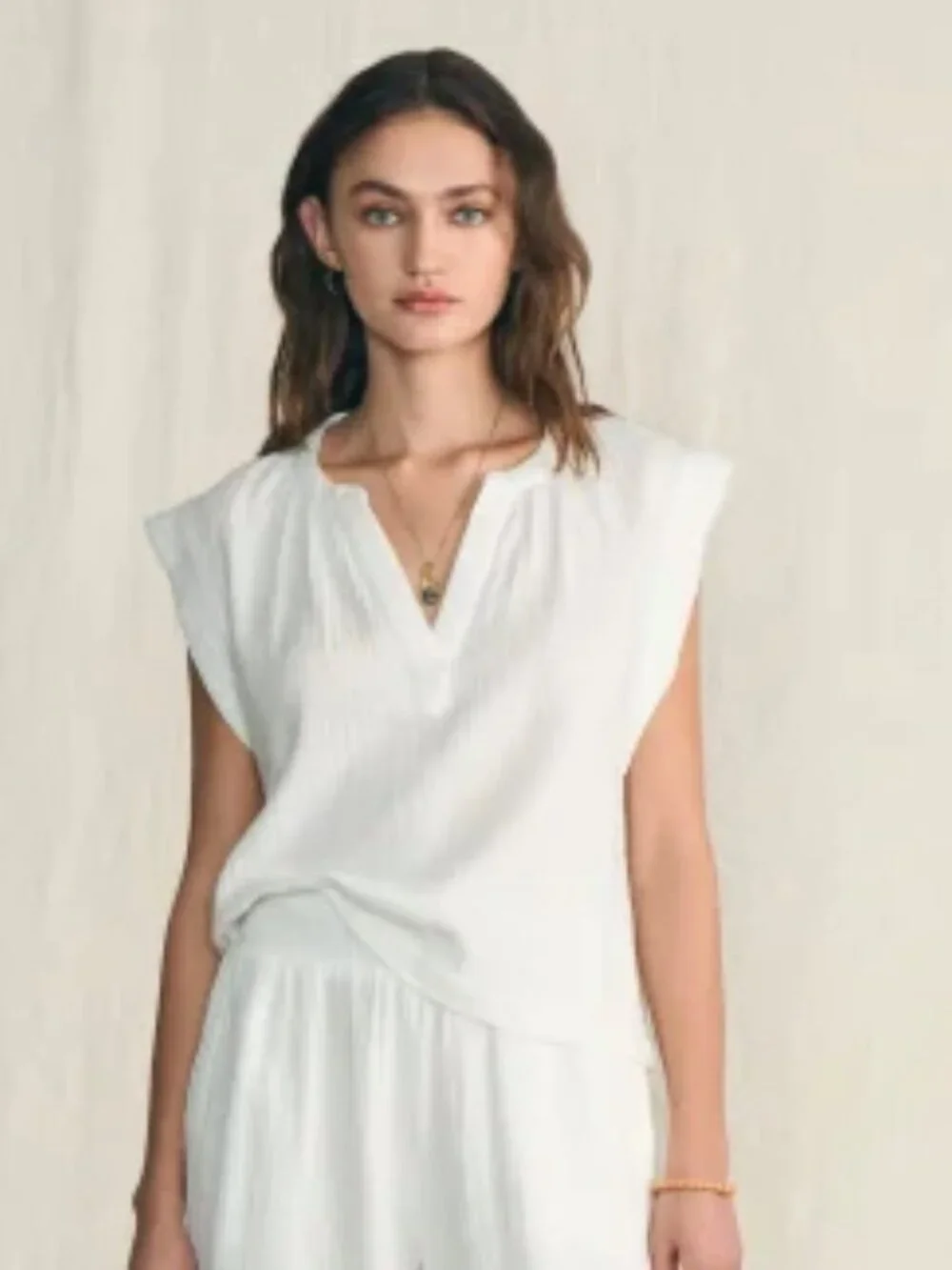 Faherty Dream Cotton Gauze Dylan Top – White Small